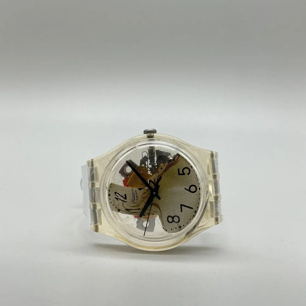 Vintage Swatch Melted Minutes Mens Watch 34mm Silver Skeleton Dial New Battery